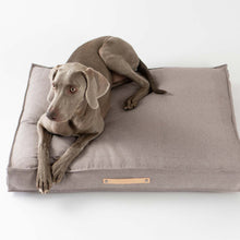 Afbeelding in Gallery-weergave laden, Tove orthopedisch design hondenkussen in kleur nut van het merk Labvenn gepresenteerd met hond
