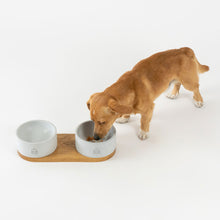Afbeelding in Gallery-weergave laden, Vuku voederbak in betonlook in wit met hond
